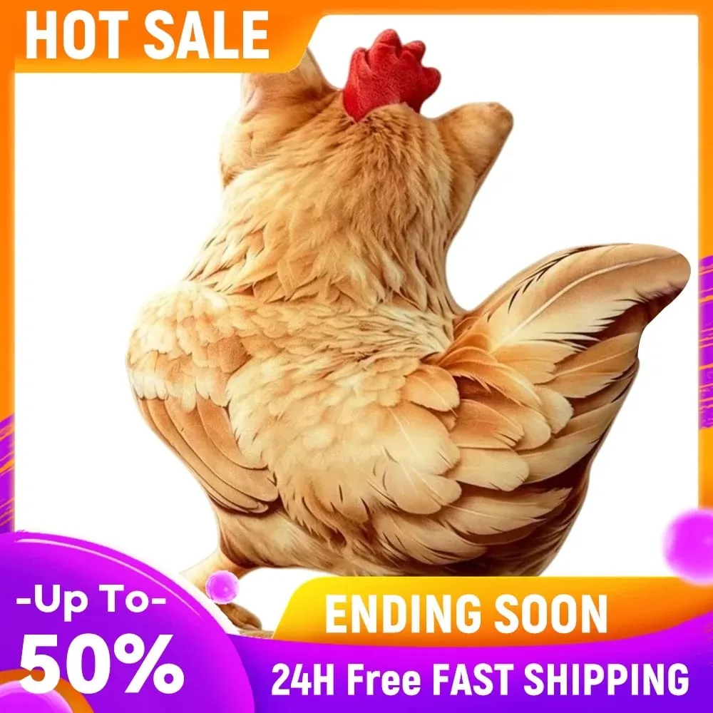 Gatto Pollo Divertente Novità Morbido Peluche Cuscino Simpatico Animale Farcito Cuscino per Divano 3D Arancione Tabby Gattino Bambola
