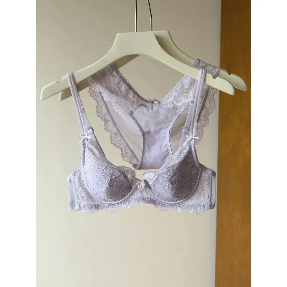 Soutien-gorge en dentelle violette pour femmes, broderie française Sexy, à armatures douces, minimiseur, Push Up, Anti-affaissement, Lingerie, brassière 32 à 38 — image 2