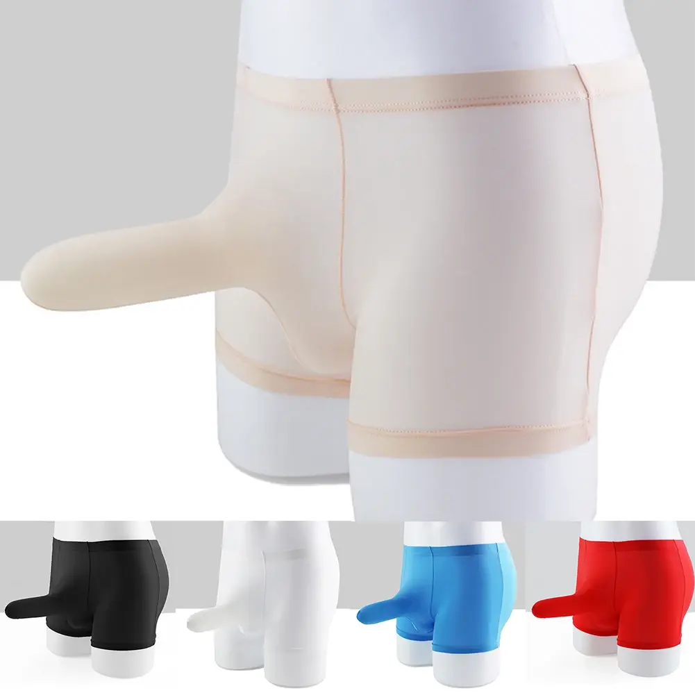 Sexy Men Underwear Elephant Nose Sheath Briefs Ice Silk Breathable Skin-friendly Underpants Temptation Erotic Underwear