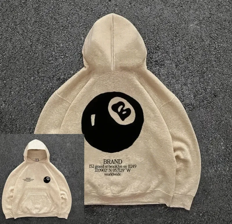 New billiard print street autumn and winter warm hooded sportswear soft casual top high-quality comfortable clothing