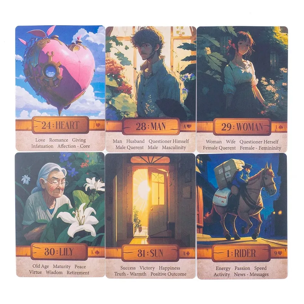 Le Claire 36 Lenormand Cards Board Game for Family Party English Version Fortune Telling Divination Tarot Oracle Card Decks