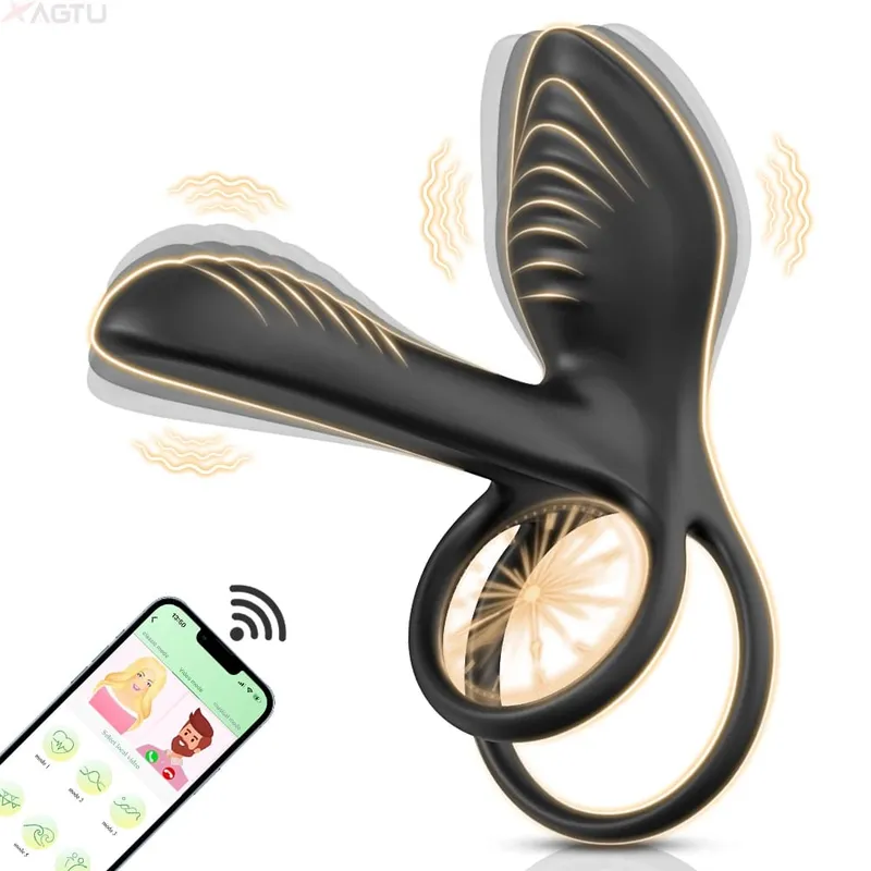 Remote Control Penis Ring Vibrator Sex Toy for Men Delay Time Prostate Massager 360° Rotation Twisting Vibrating Cock Rings 18+