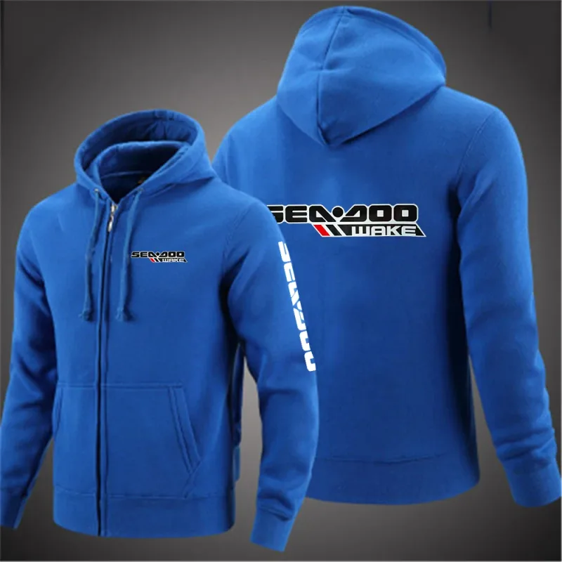 Sea Doo Seadoo Moto 2023 Pria Baru Lengan Panjang Katun Warna Solid Ritsleting Pasangan Hoodies Kaus Kustom Atasan Modis — image 11