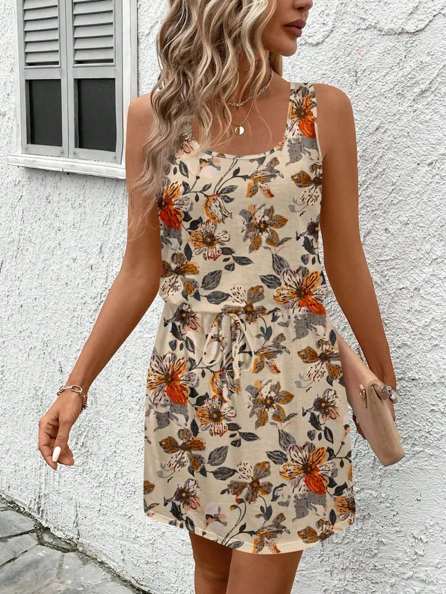 Women's Spring/Summer Fashionable Floral Print Sleeveless Dress