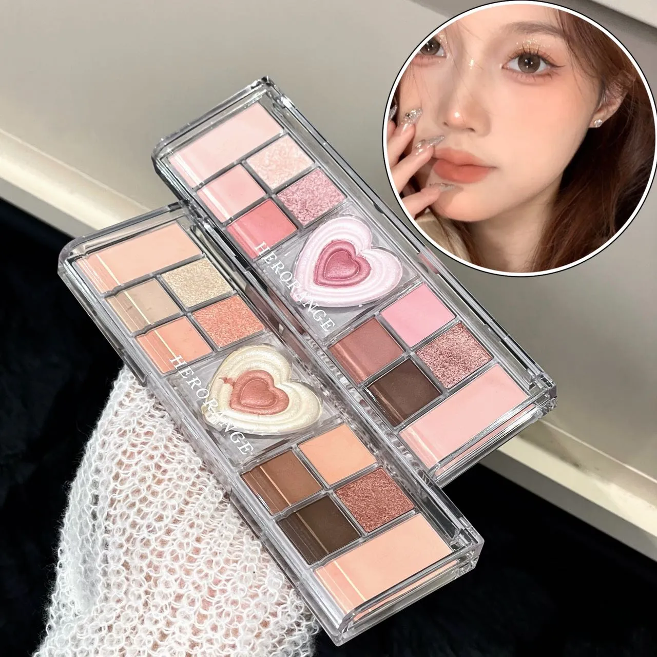 Palette per trucco occhi albicocca a 12 colori Palette per ombretti a bassa saturazione Palette perlescenti opachi luccicanti Colore terra Ombretto Bellezza
