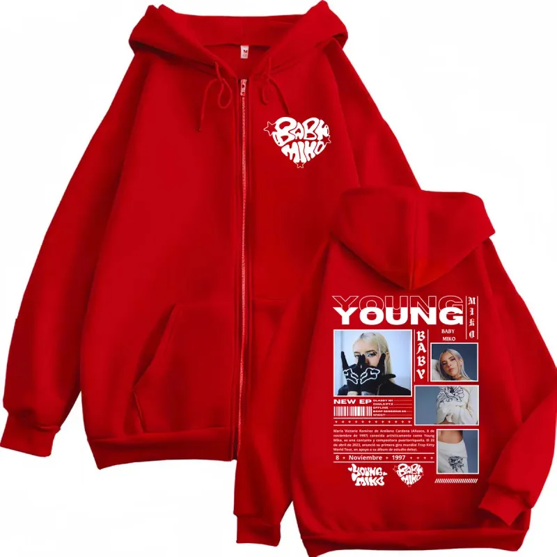 Rapper Young Miko Graphic Zipper Hoodie Men's Women Clothing Hip Hop Aesthetic Zip Up Pullovers Fashion Casual Loose Sweatshirts — image 4