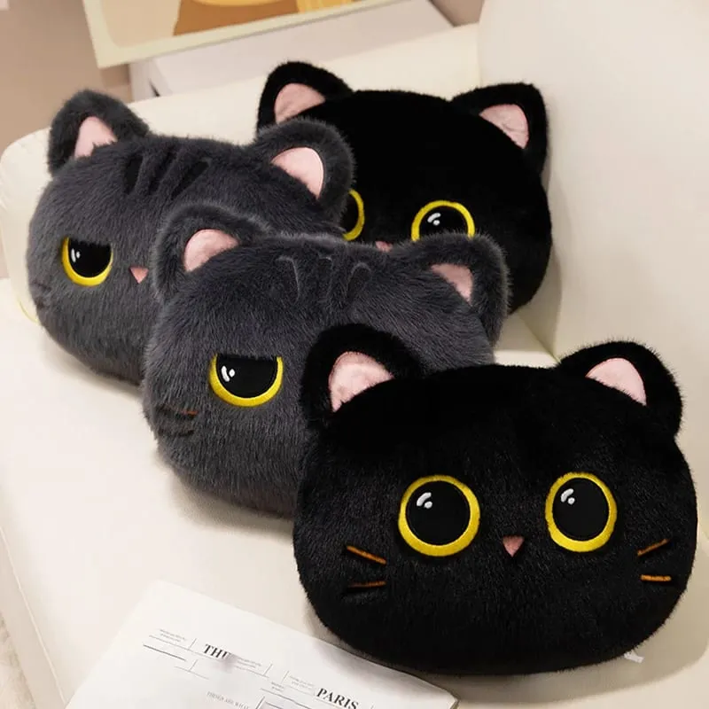 Original plush toy black cat official large doll throw pillow plush toy cute and adorable sofa cushion office throw pillow