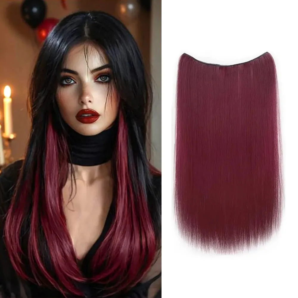 22‘’ Invisible 4Clip Long Straight Colored Synthetic Hair Extension Easy to Wear Suitable for Women's Daily or Holiday Wear. — image 2