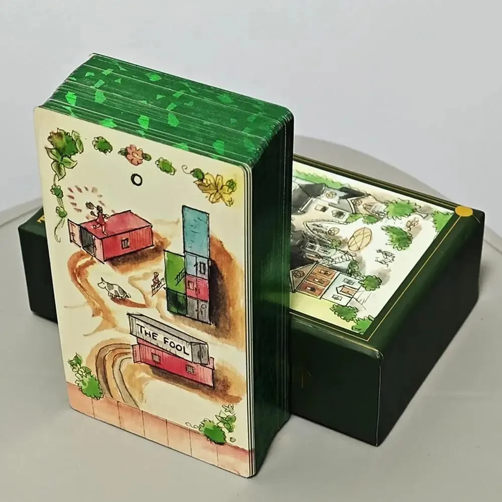 12*7cm The Housing Tarot Deck 78 Pcs Daily Tarot Cards Printed on 350GSM Cardstock Packed In Rigid Box with Green Gilded Edges