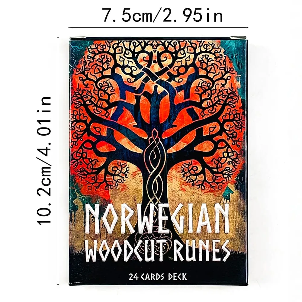 Norwegian Woodcut Runes Oracle Cards 24 Card Norse Mythology Themed Deck Divination Fortune‑Telling Card Game Board Games