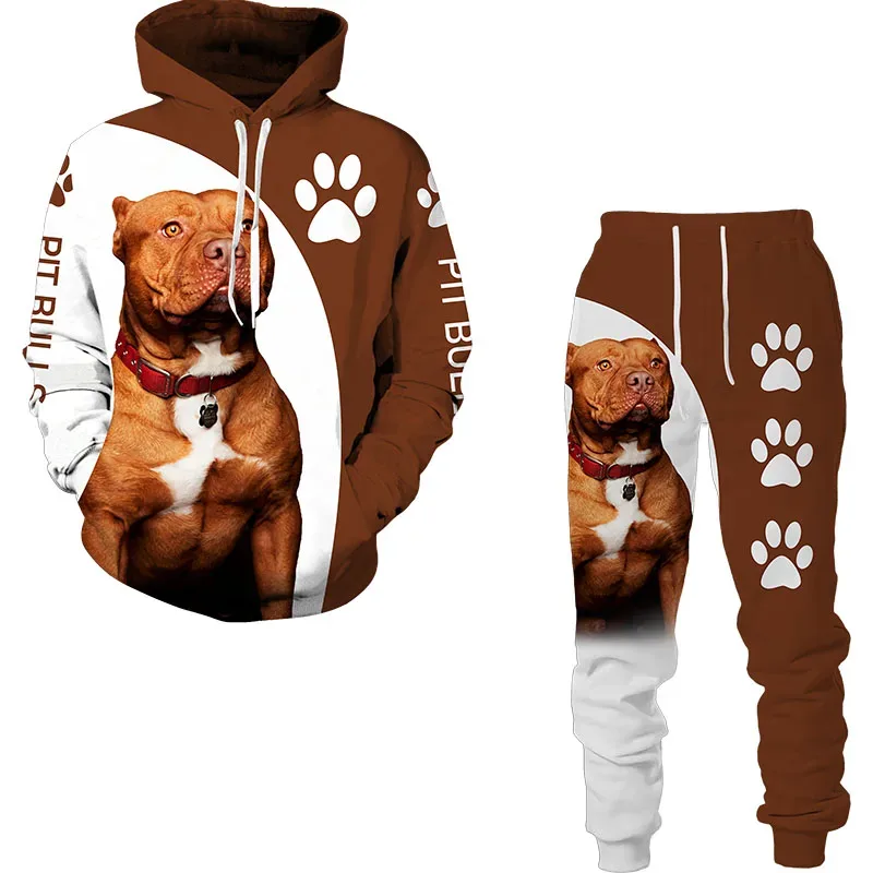 Funny Dog Animal 3D Printed Hoodie Suit Men Autumn Casual Sweatshirts Sweatpants Fashion Two Piece Tracksuit Set Men's Clothing