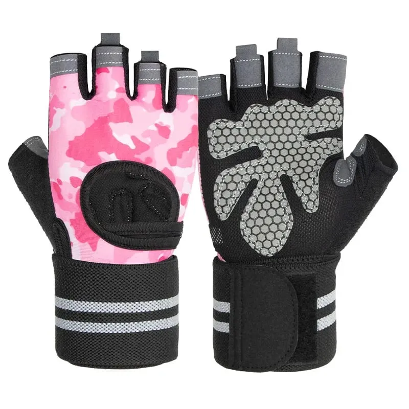 Anti Slip Shock Breathable Half Finger Gloves Breathable Cycling Gloves Fitness Gym Bodybuilding Crossfit Exercise Sports Gloves