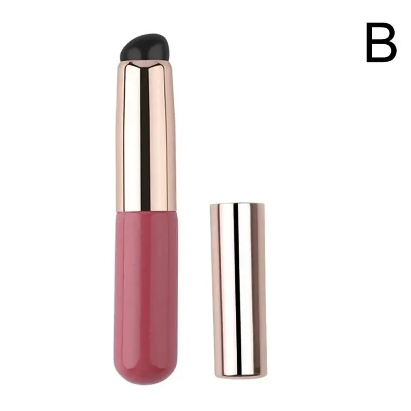 1Pc Silicone Lip Brushes with Cover Cap Concealer Brush Like Fingertips Q Soft Lipstick Makeup Brushes Round Head No Broken Pink