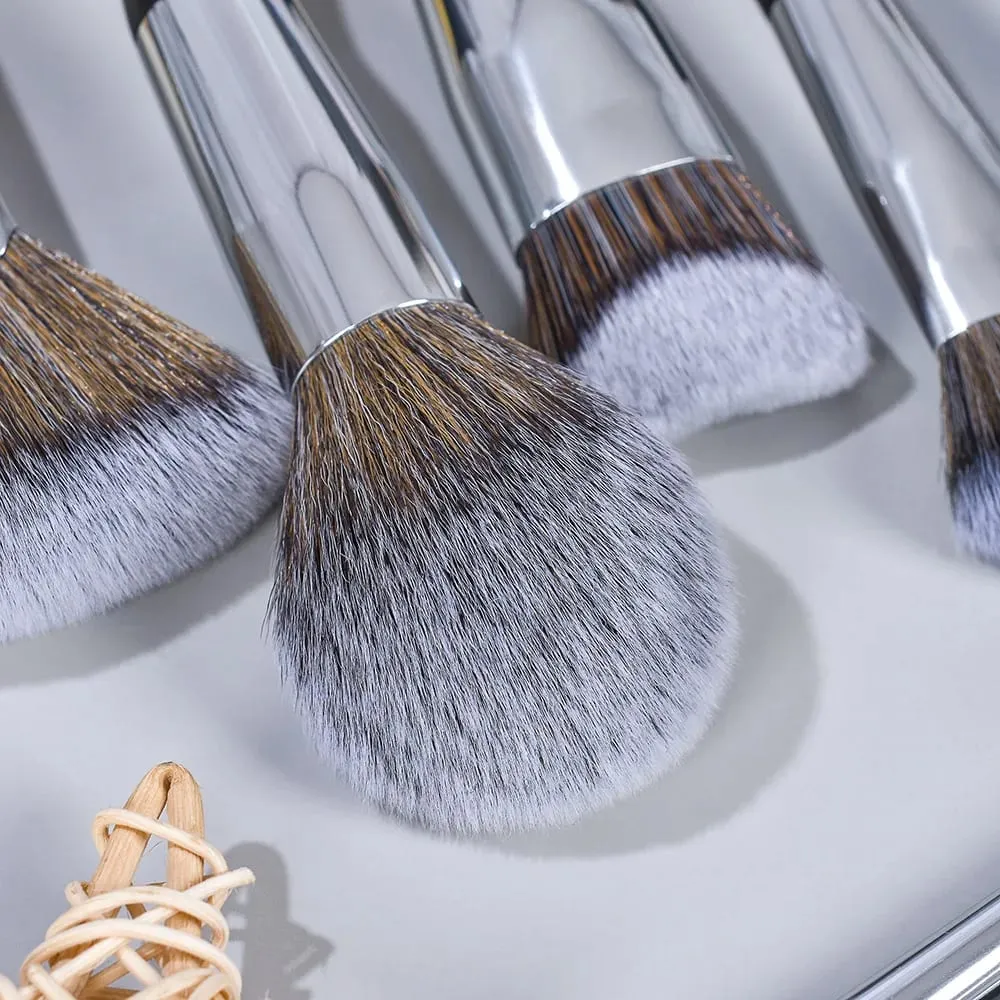 Pinceaux de maquillage noirs marque privée poudre fond de teint Blush fard à paupières maquillage brosse ensemble cheveux naturels Brochas vente en gros 5 ensembles — image 5