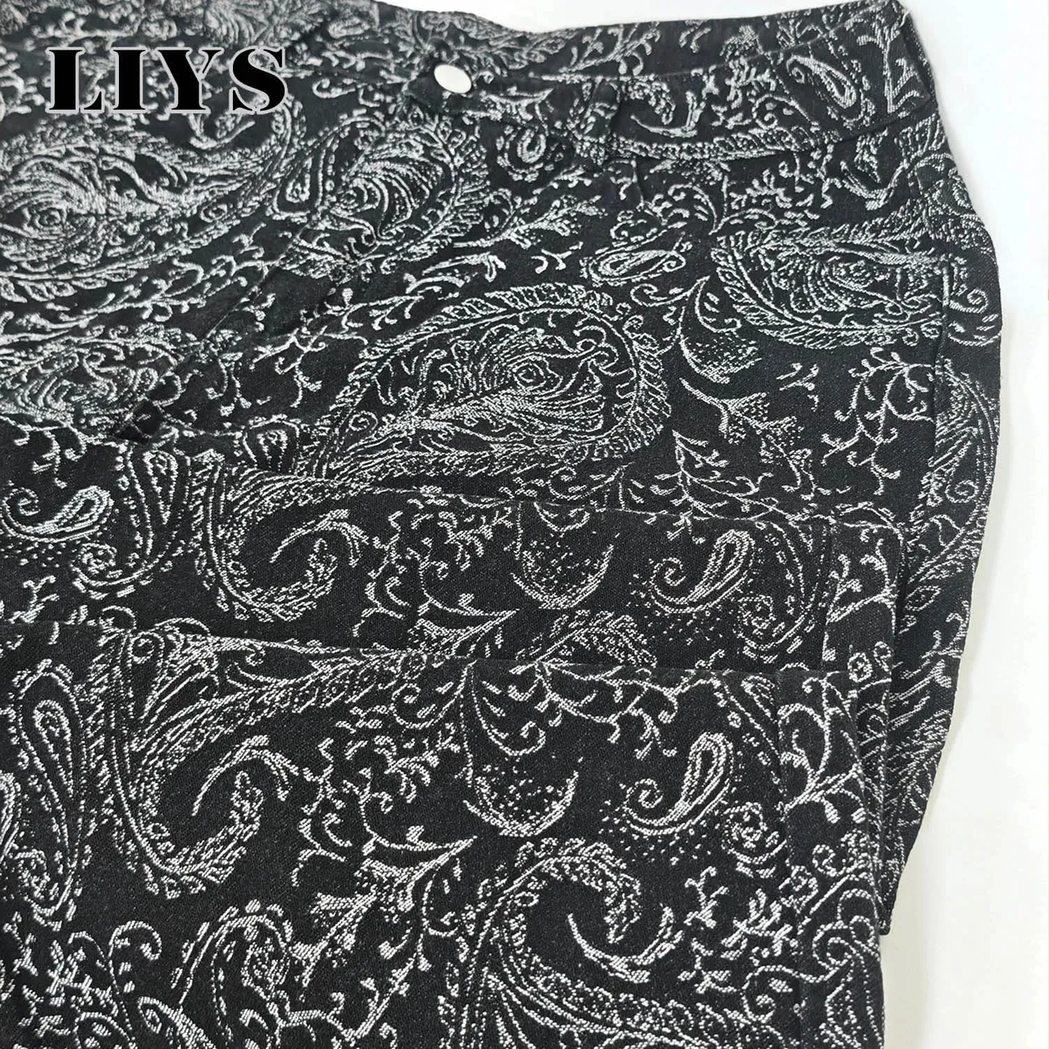 Men's American Trendy Brand Dark Cashew Flower Full Print Jeans Loose Oversize High Street Loose Straight Tube Casual