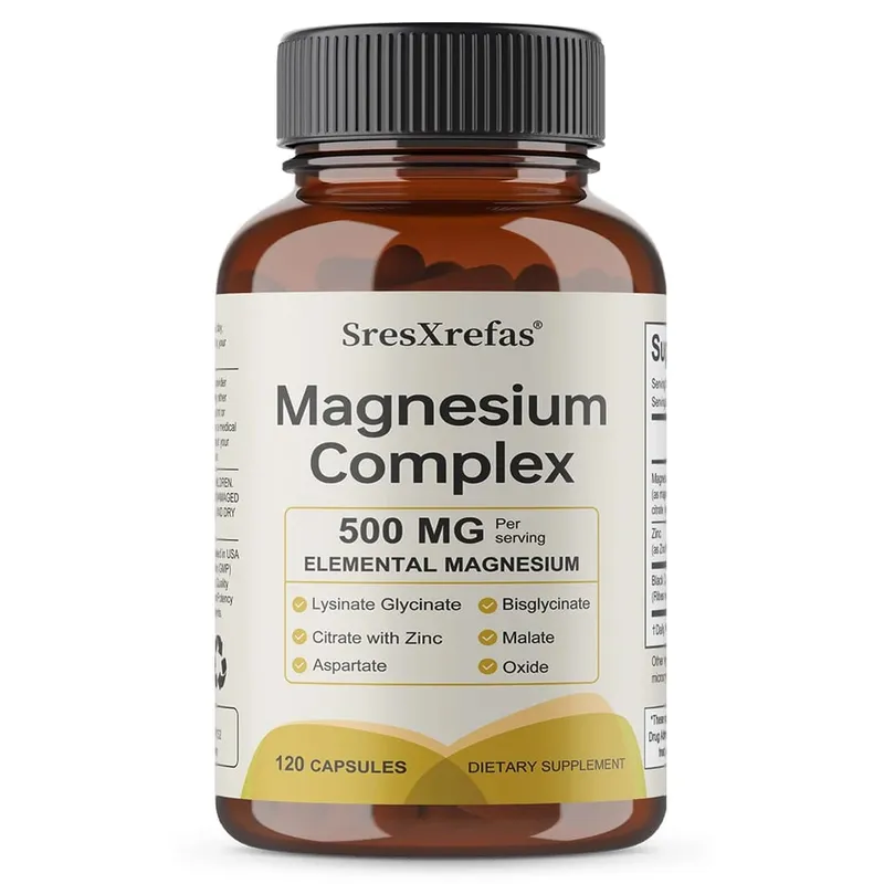 6 in 1 Magnesium Complex Capsules - Promotes Restful Sleep & Relieves Muscle Supports Bone Muscle and Heart Health