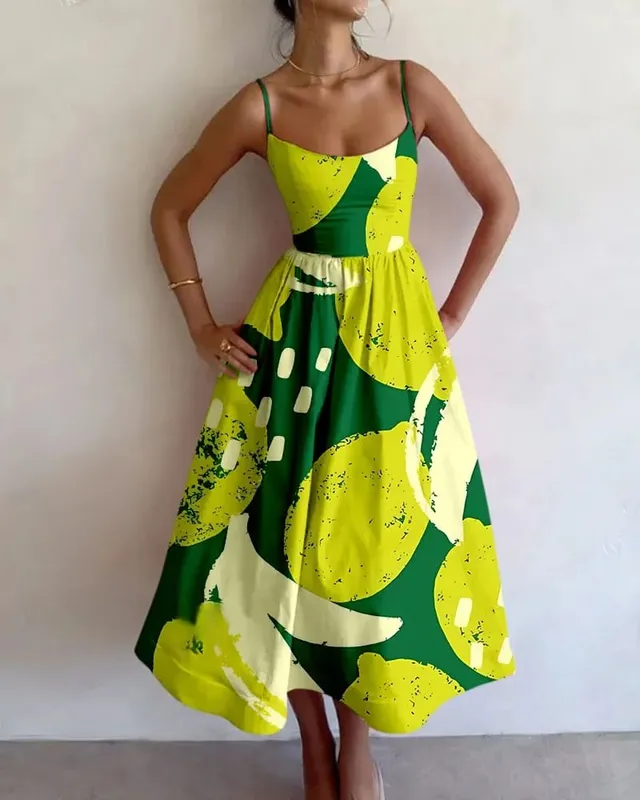 Summer Women Print Bodycon Dress Sling Cold Shoulder High Waist A-line Maxi Dresses Beach Party Gowns Casual Vestidos Fashion