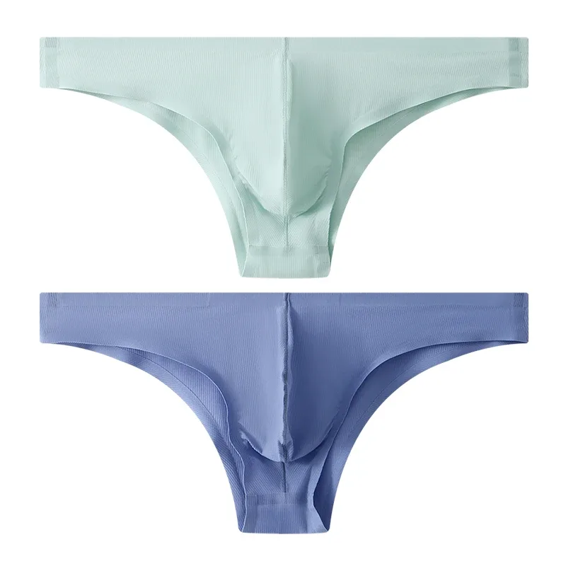 Sous-vêtements pour hommes, demi-hanche, petit Triangle, taille basse, Sexy, jeunes hommes, slip en soie glacée, sans couture, culotte d'été légère et respirante