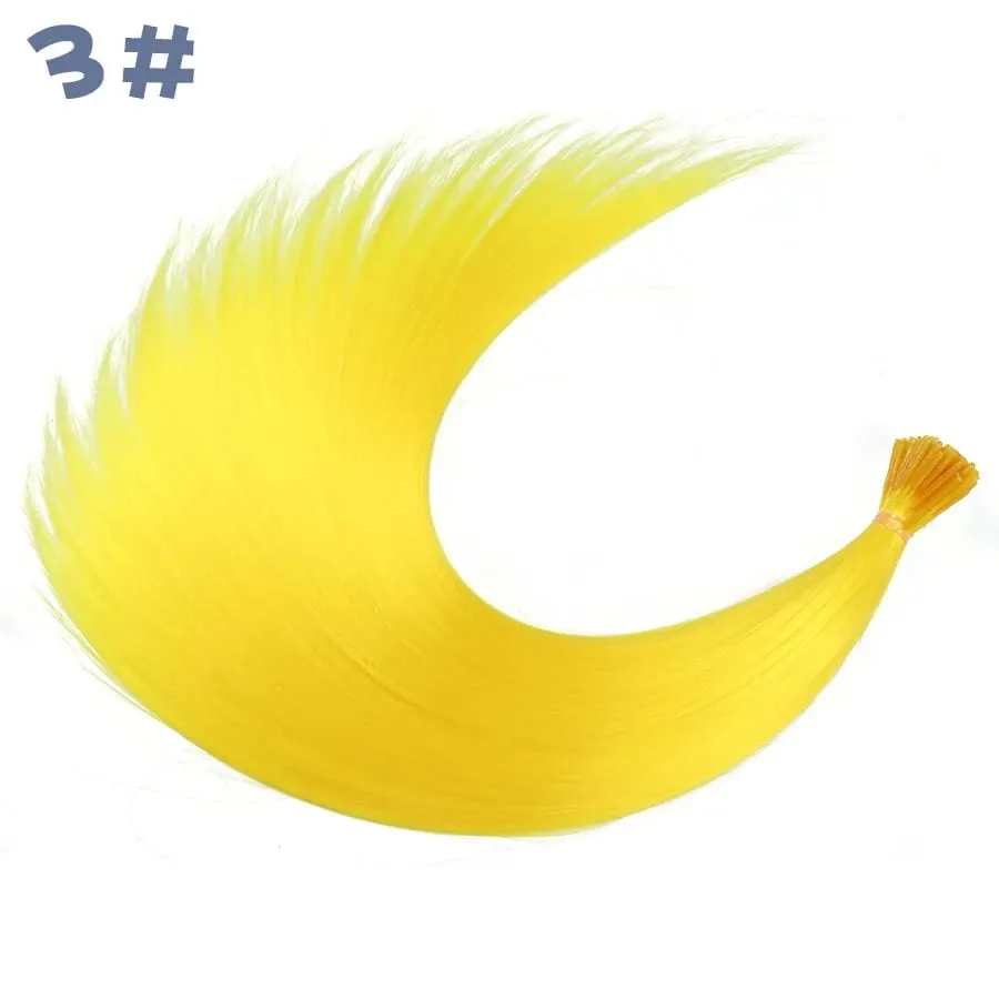 50 Strands/Pack Synthetic Colored I-Tip Stick Hair Extensions Straight Hair 16 Inch For Women High Temperature Fiber Hairpieces
