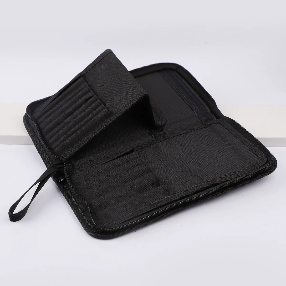 Large Black Foldable Makeup Bag 14-40 Hole Storage Organizer for Beauty Brushes Cosmetic Pouch with Handles