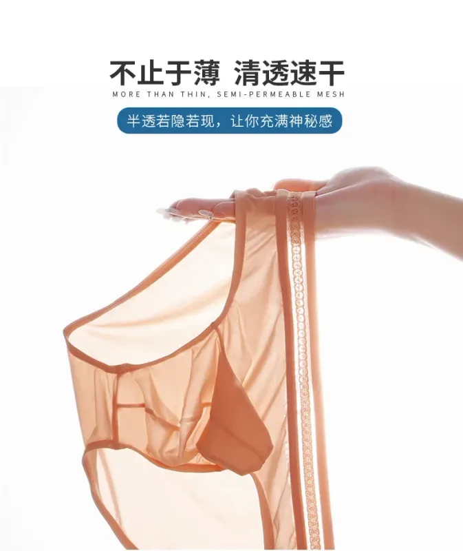 1/3PCS Men's Ice Silk Briefs Ultra-thin Quick Dry High Elastic Lace Waistband Panties Sexy Seamless Breathable Bikini Underwear