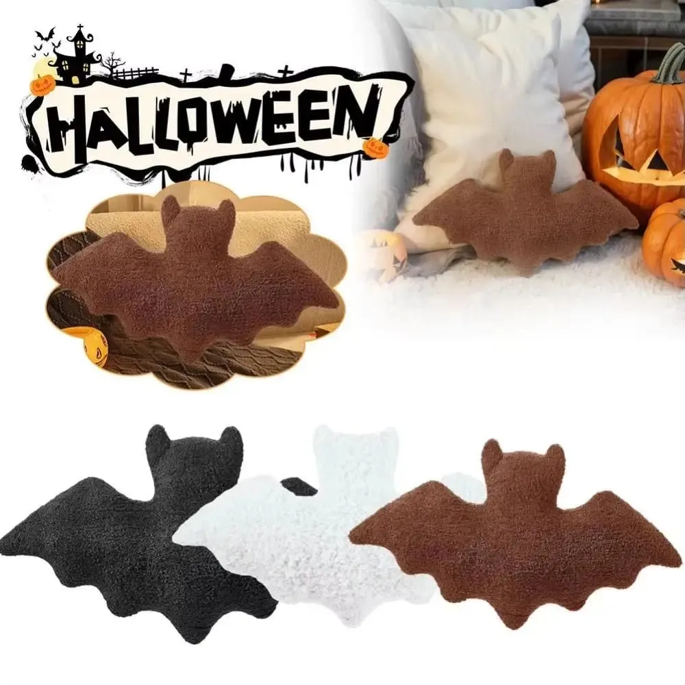 Plush Material Bat Plush Pillow Halloween Theme Soft Fabric Bat Modeling Pillow Black White Brown Stuffed Animal Plush For Girls