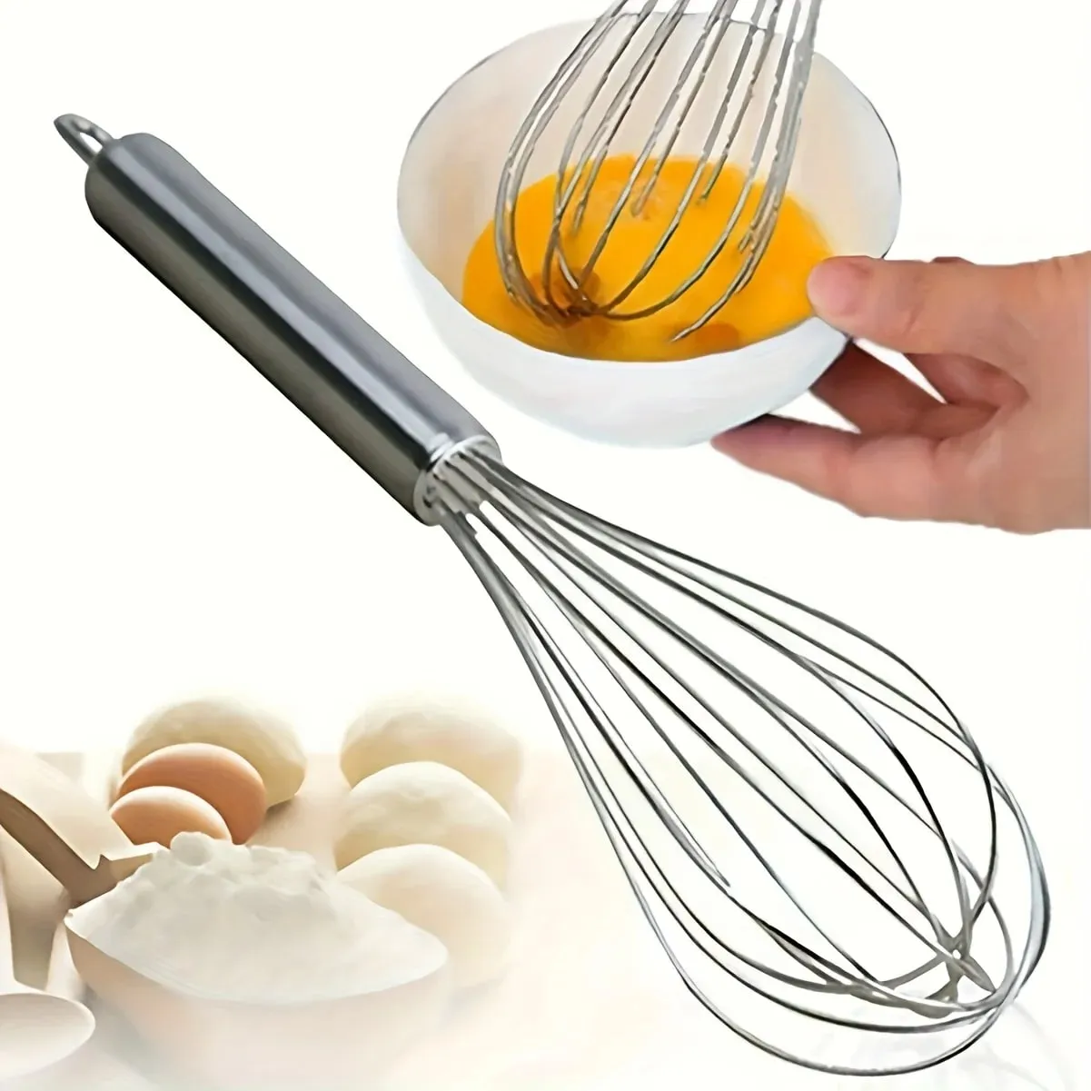1Pc Stainless Steel Manual Whisk Modern Simple Baking Utensil Durable Rust Resistant Easy To Whip Eggs Cream Batter Easy Clean For Home Kitchen Baking For Baking Enthusiasts Homemade Cake Dessert Cooking Stirring Gadget