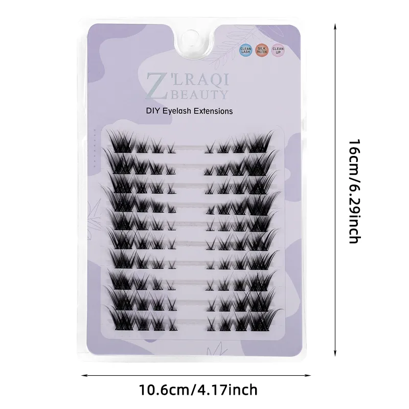 Fox Eye Fairy Lashes 10 Rows Segmental Cluster Invisible Band 3D Cat Eye Little Devil Natural Lash Extensions
