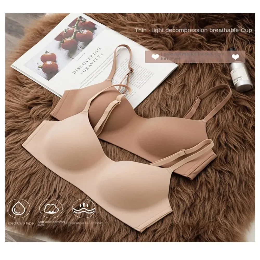 Soft Comfort Wireless Bra Breathable Fabric Thin Cup Push Up Bra Gathered Design Non-Wire Tube Top Bras Lingerie Beauty