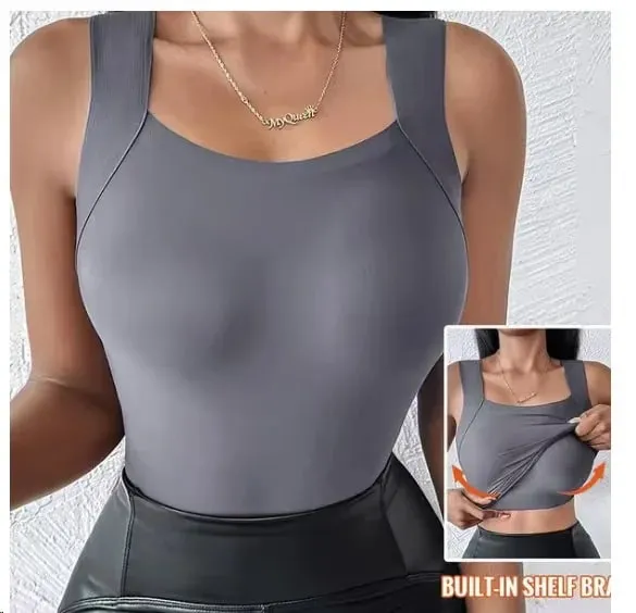 Sexy Sleeveless Tank Tops Women Casual Vest Crop Camisole Seamless Sports Underwear with Chest Pads Summer Female Bra Lingerie