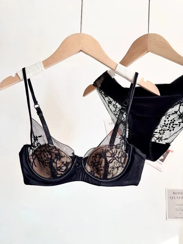 Women Red Sexy Lace Bra Set Push Up Soft Underwire Thin Lingerie Comfortable Support for Small Bust Female Underwear Suit S-XL