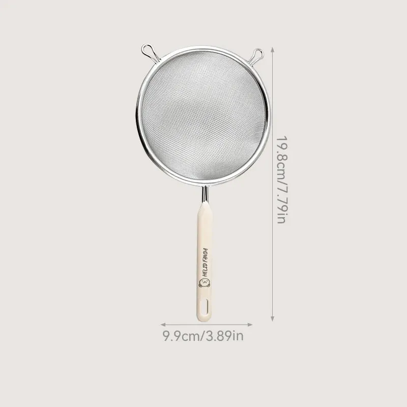 Durable 304 Stainless Steel Residue Filter With Plastic Handle Fine Mesh Strainer Flour Sieve Oil Skimmer Spoon Kitchen Utensils