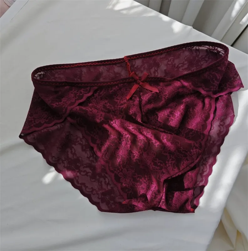 men's underwear Lace mesh sissy cuecas masculin no trace bow calzoncillos hombre without feeling cueca sexys tøy men lingerie