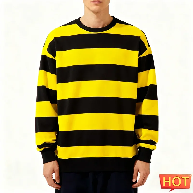 Sweat-shirt graphique à rayures simples pour hommes, tendance, manches longues, imprimé en 3D, laid, décontracté, surdimensionné, hauts — image 6