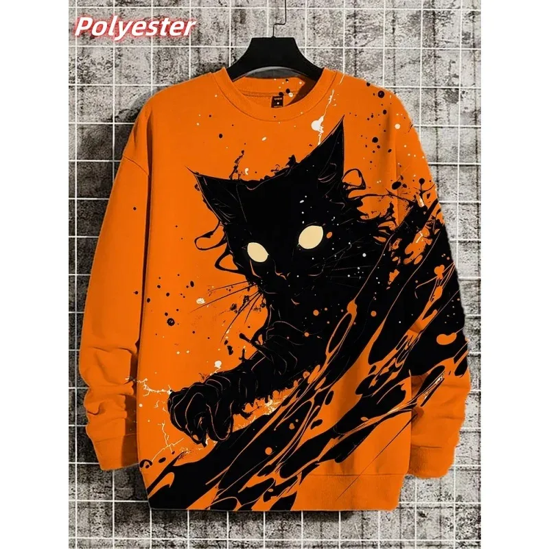 Cat Sushi Pattern Hoodie For Men Cute Animals 3D Printed Pullover Autumn Long Sleeve Loose Round Neck Hoodies Sweatshirt Tops