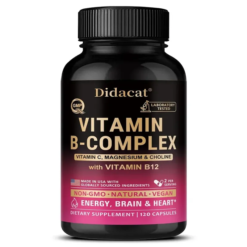 Vitamin B Complex with Vitamin C Choline & Inositol Support Energy Metabolism Nerve Health Cardio Wellness & Immune Defense