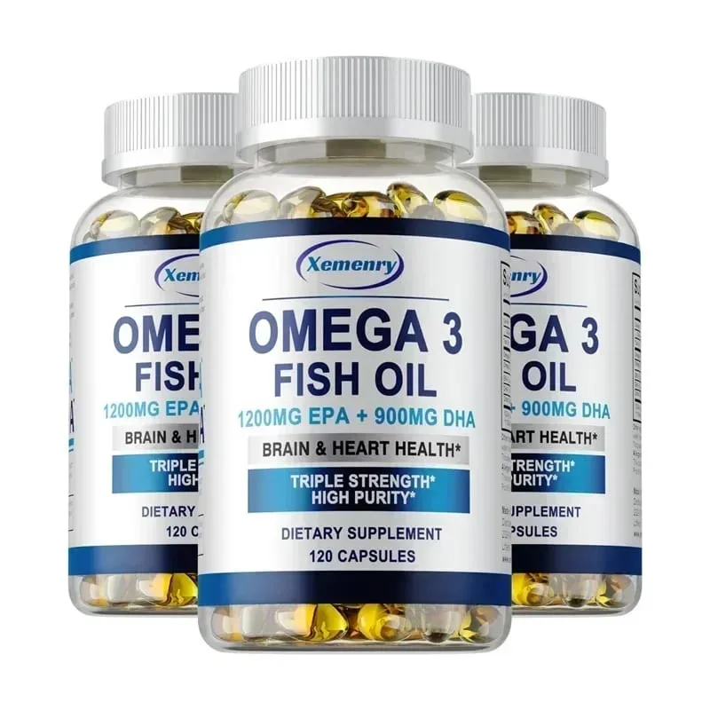 Omega 3 Fish Oil - Supplement with DHA EPA Promote Cellular Energy Health Supports Heart Brain & Joint Health Antioxidant