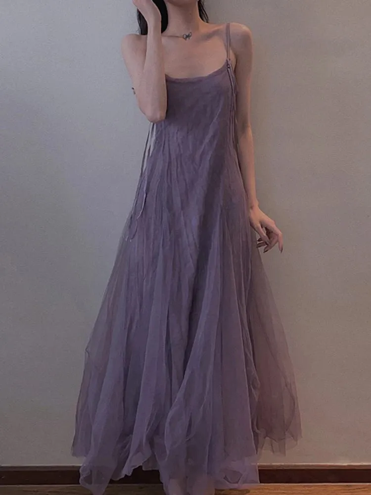Robe trapèze en maille violette effet amincissant, longueur cheville, avec sangle, pour femmes de grande taille, dissimule le ventre, style coréen pour les déplacements...