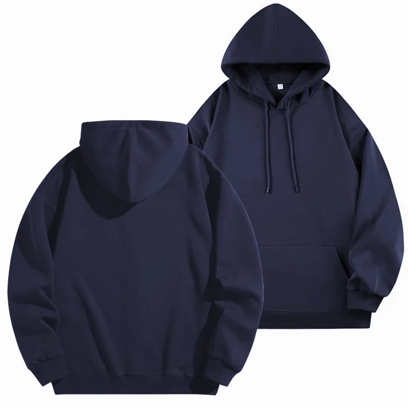 DIY Custom Logo Black Hooded Sweatshirt Pure Cotton Long-Sleeved Pullover Casual Top for Men And Women Autumn Winter Fashion