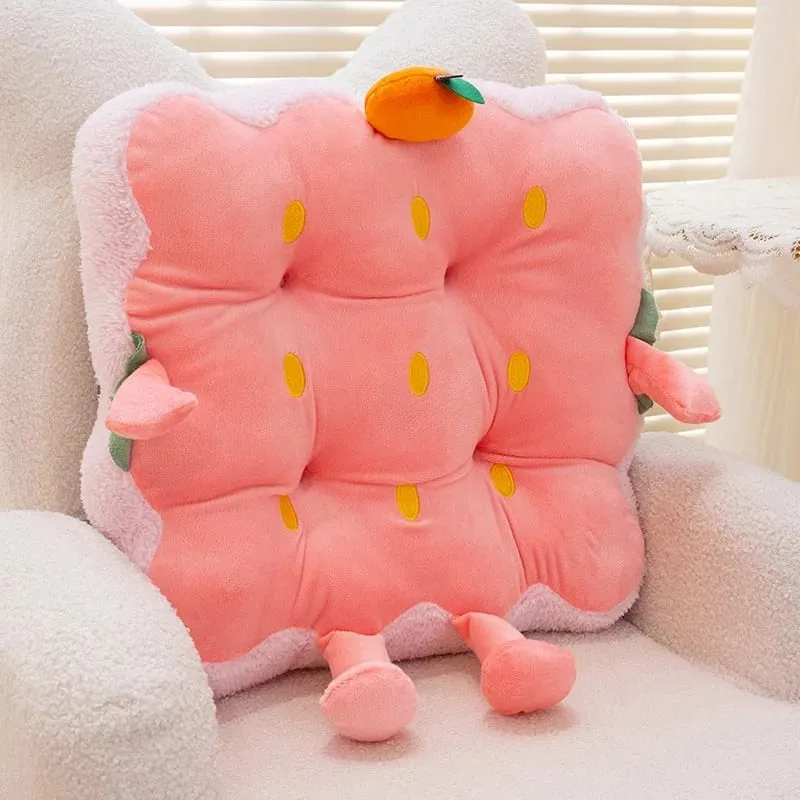 40cm Cute Strawberry Seat Cushion Fruit Pink Strawberry Soft Plush Stuffed Chair Mat For Office Sofa Living Room Home Couch