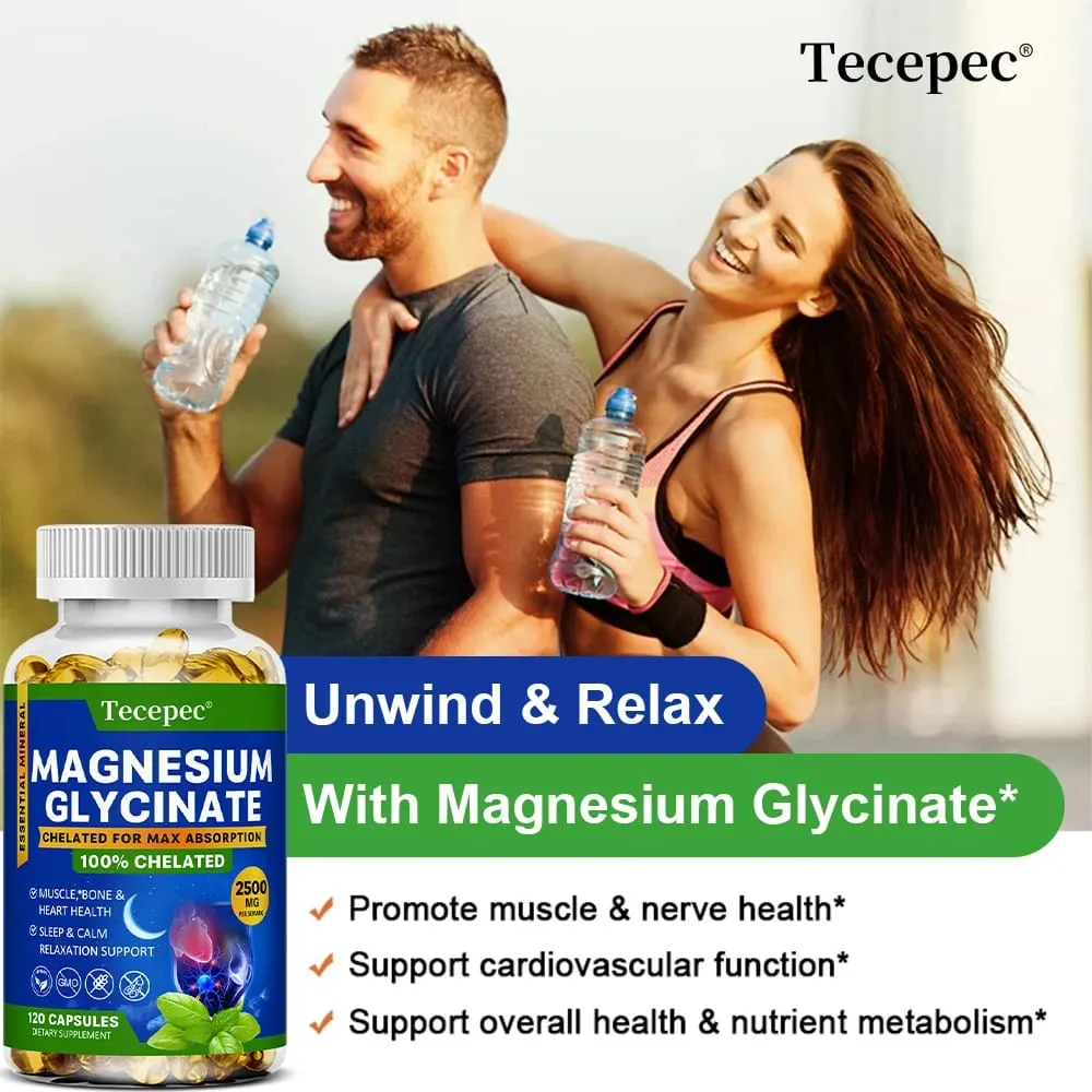 Magnesium Glycinate Supplement Highly Absorbed Supports Muscle Relaxation and Recovery Maximum Bioavailability 120 Capsules — image 4