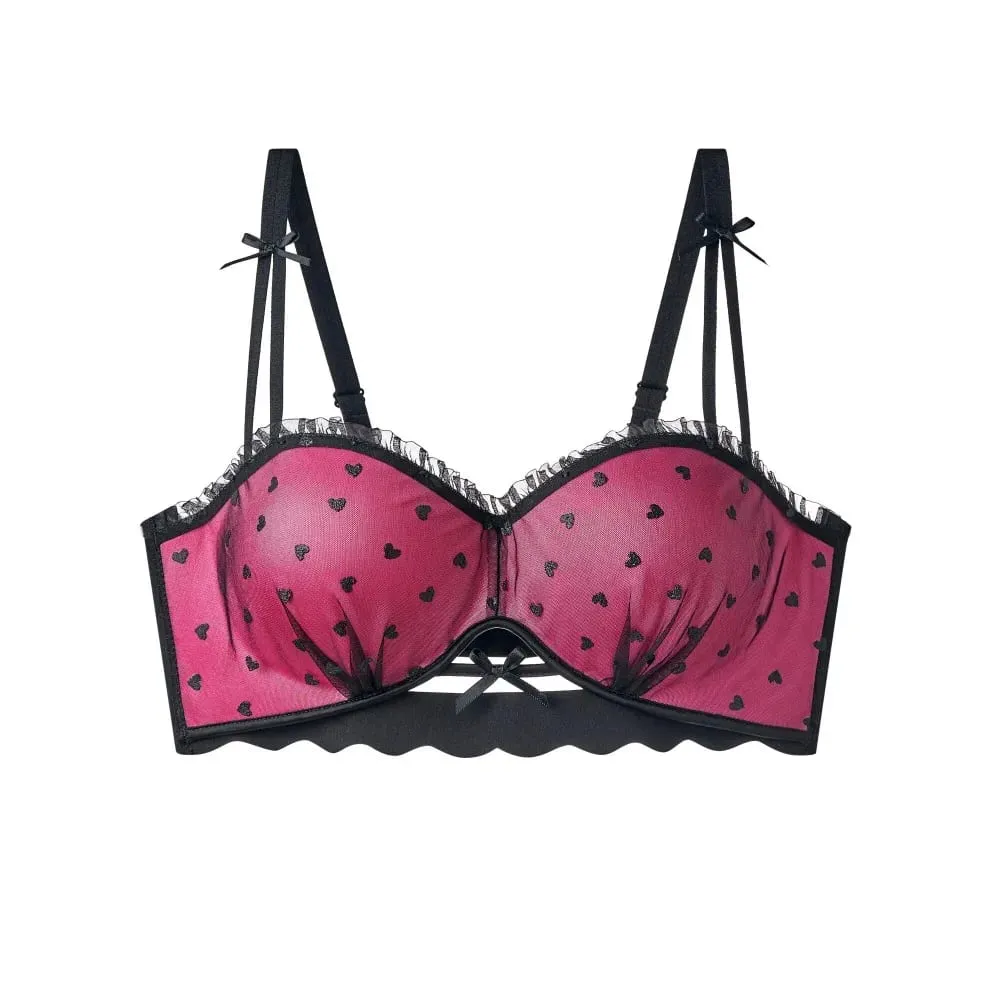 Pure Aesthetic French Lace Half Cup Bra 2026 New for Small Bust Push Up Anti Sag Soft Comfort Women Daily Lingerie Bra 32-38 Set — image 3