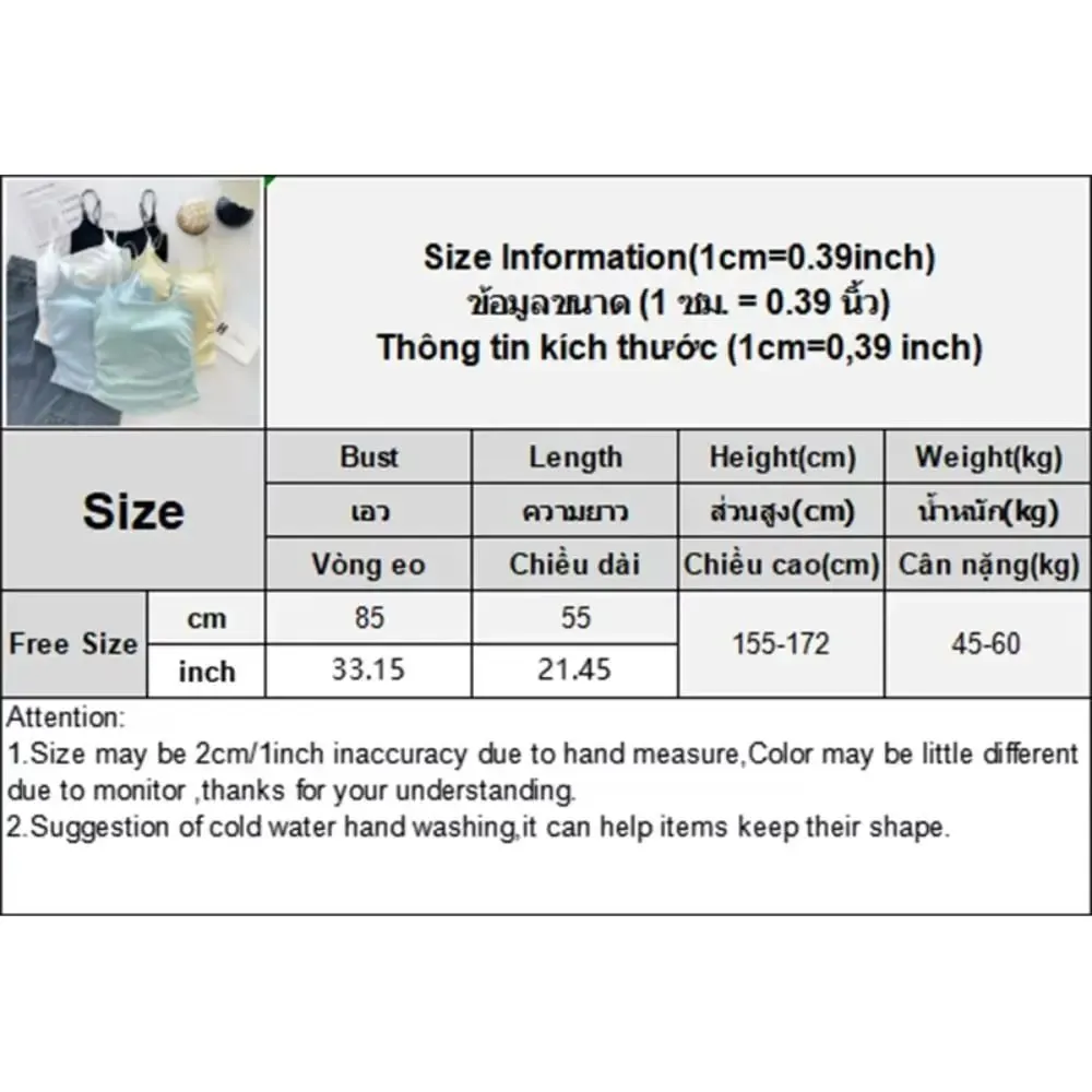 Simple Sleeveless Suspender Vest Slim With Padded Cups Camisole Underwear Short Vest Sports Activities