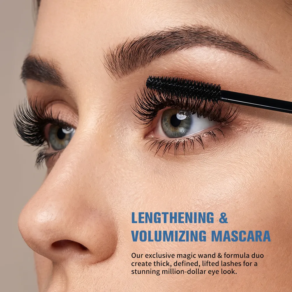 Mascara Hypoallergenic Waterproof Long Lasting Volume Curling No Smudge For Sensitive Eyes With Eyelash Curler Daily Eye Makeup