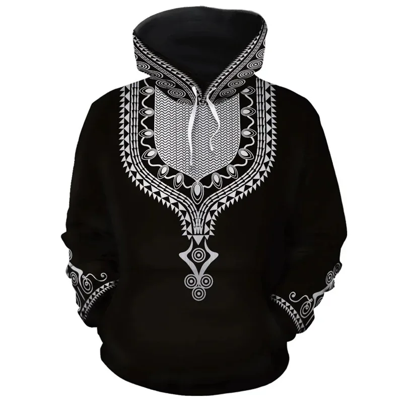 African Ethnic Tribes Unique Graphic Hoodie For Men Ethnic Printed Clothing Hooded Coat Loose Harajuku Street Vintage Hoodies