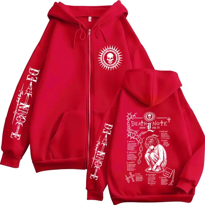 Anime Death Note L · Lawliet Ryuk Zipper Hoodies Roupas Masculinas Moda Casual Manga Longa Zip Up Moletom Com Capuz Jaquetas Casacos