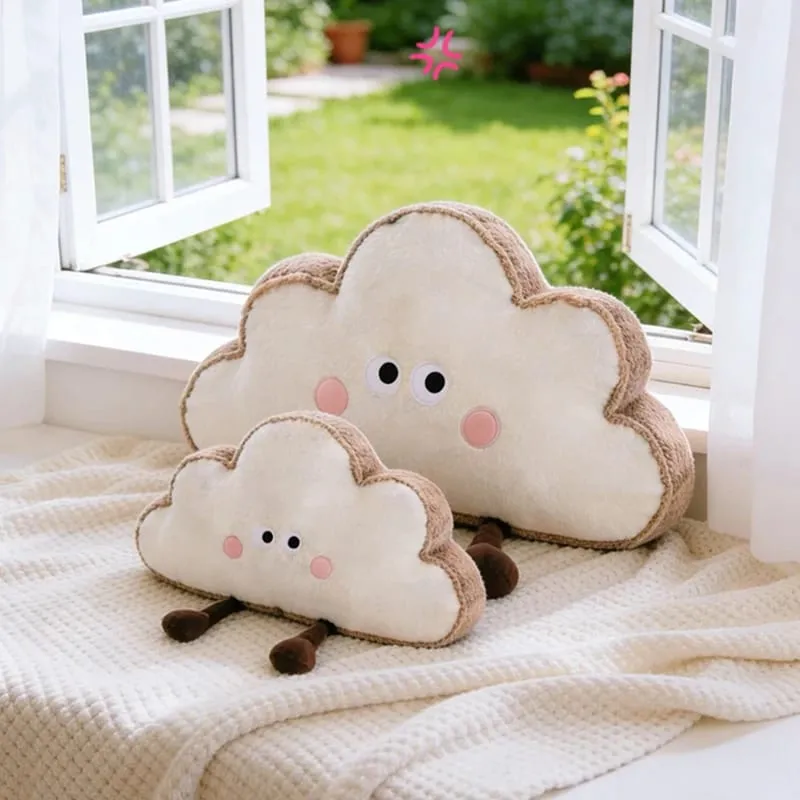 35~65cm Toast Cloud Plush Pillow Kawaii Humanoid Decor Plushie Sofa Chair Back Support Cushion Gift — image 3