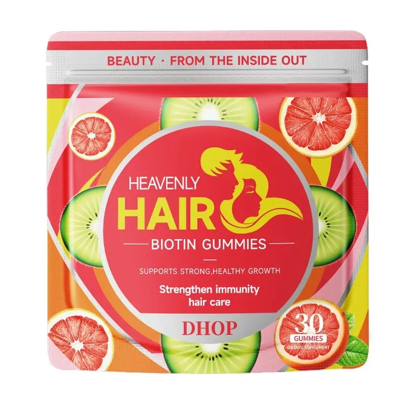 Biotin Gummies with Vitamin C and B12 Supports Strong Healthy Hair Growth Hair Care with Kiwi and Pomelo Extract - 15 Servings