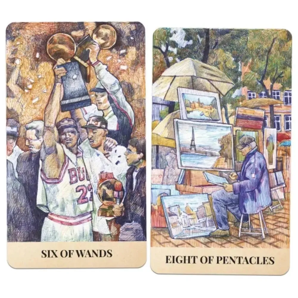 12*7cm City Labyrinth Tarot 78 Cards Tarot Deck | Indy Tarot Pen-drawn about Life In New York In The Early 2000s