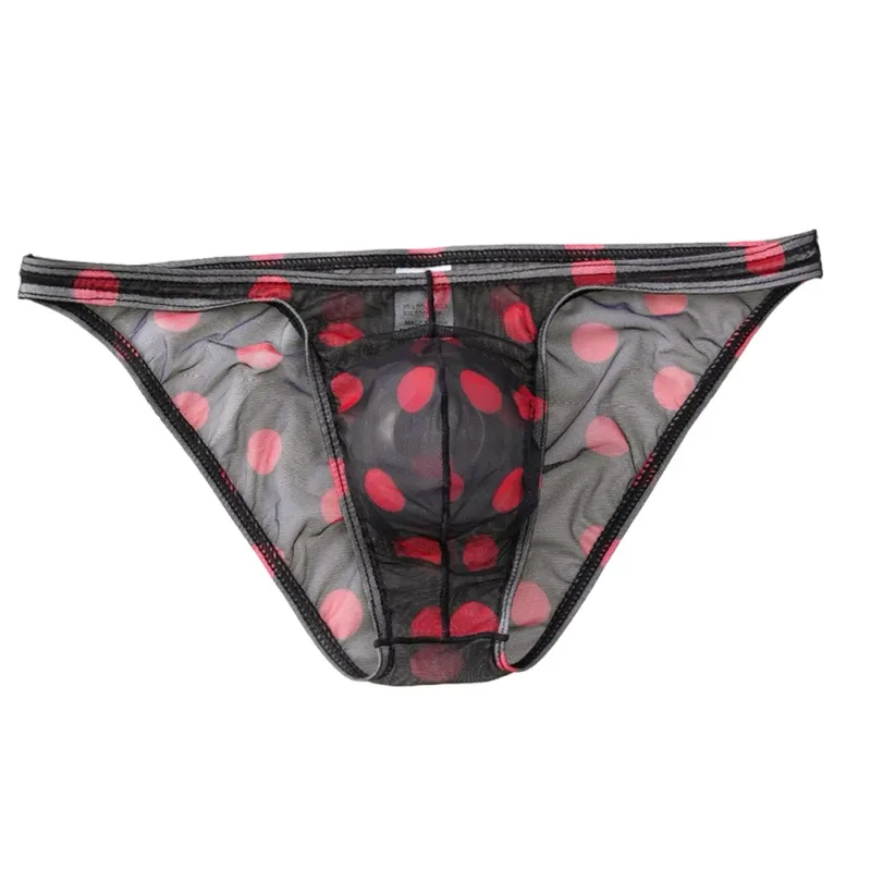 1pc Men Sexy Mesh Sheer Underwear Printed Brief Breathable Low Rise U Shape Pouch Panties Comfortable Lingerie — image 9